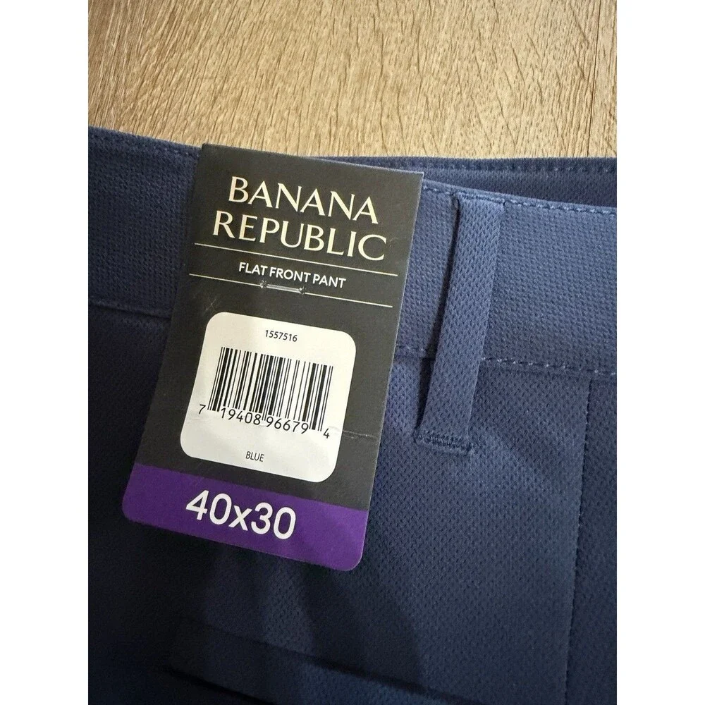Banana Republic Men’s Flat Front Pants Lot Of 2 Blue And Black NEW 40x30